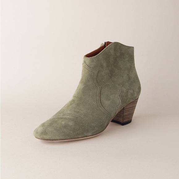 ISABEL MARANT Green Suede Dicker Boots 10 Pointed Toe Western Style - Picture 1 of 12